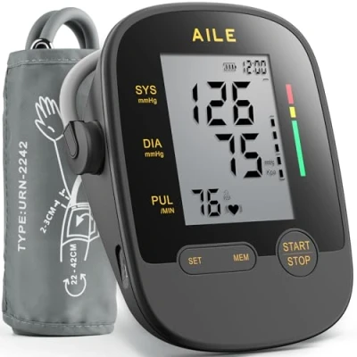 Image of AILE X1 Blood Pressure Monitor UK: BP Machine Upper Arm for Home Use with Adjustable Large Cuff(22 42cm) Accurate and Reliable CE Approved Heart Rate Monitors