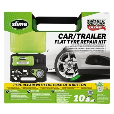 Image of Slime 50158 Flat Tyre Repair Kit, Smart Ultra, All In One Solution, Repairs and Inflates, Car/Trailer, 10 Min Fix