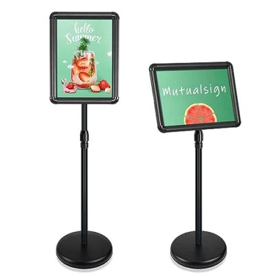 Image of Mutualsign A3 Poster Display Stand Adjustable Sign Holder Stand, Aluminum Menu Floor Stands Quick Replaceable Posters/ Ads/ Sales/ Menu, Black