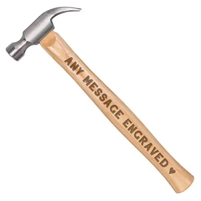 Image of Personalised Custom Engraved Hammer Claw Wooden Any Message Text