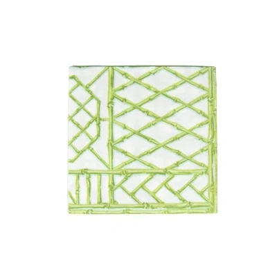 Image of Caspari Bamboo Screen Moss Green Paper Linen Dinner Napkins 12 Per Package