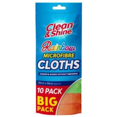 Image of FabFinds Microfibre Cloth Smear free Rainbow Cleaning 30cmX30cm (10 Pack)