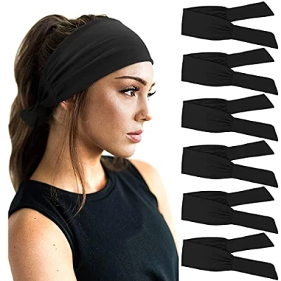 Image of DRESHOW 6 Pack Women Headbands Wide Elastic Hair Bands Head Wrap Cute Knot Accessories