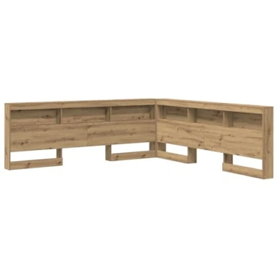 Image of vidaXL Storage Headboard with Shelf Artisan oak 200 cm Engineered wood