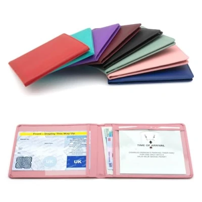 Image of CKB LTD Pink Disabled Badge Holder Wallet for Car Blue Soft PU Leather Protector Disability Parking Permit Protective Cover (Baby Pink)