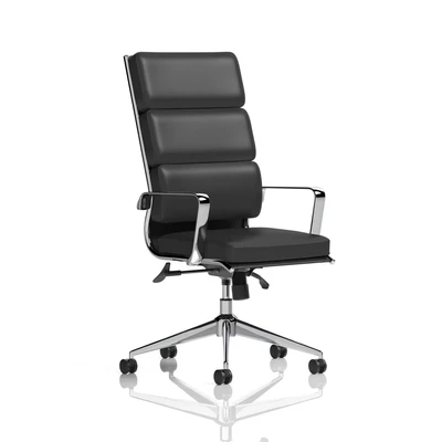 Image of Savoy Executive High Back Chair Black Soft Bonded Leather with Arms