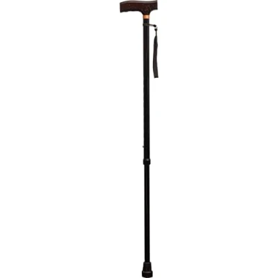 Image of Aidapt Adjustable Height Lightweight Walking Stick with Anti Slip Ferrule Foot to Aid Stability And Confidence when Walking. Supplied a Hanging Carry Strap Wood Handle.