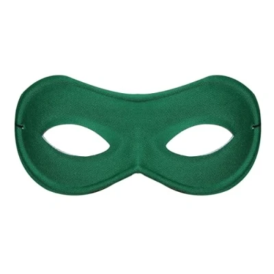Image of Green Superhero Mask Pack of 1 Eye on Elastic String Hero and Villain Fancy Dress Costume Accessory