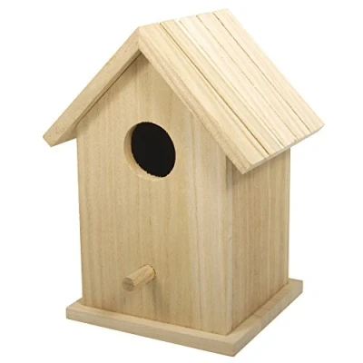 Image of Rayher Hobby 62291000 Decorative Birdhouse with Removable Roof, Natural Wood Nesting Box for Crafting, 12.5 x 10 17 cm