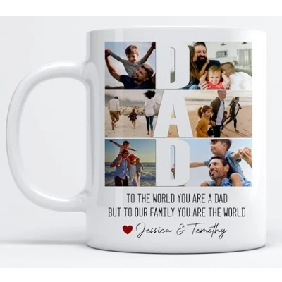 Image of EKAM Personalised Dad Coffee Mug 11oz Cup Add Your Photos and Text Present for Gift Father&#039;s Day Daddy Grandad Grandpa Tea (Design 03)