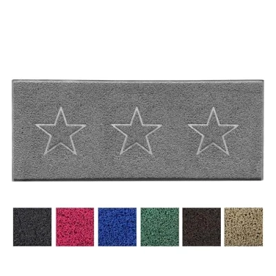 Image of Nicoman Star Motif Embossed Shape Entrance Door Mat Dirt Trapper Washable Barrier Doormat Watertight Indoor or Outdoor Use (Runner, Grey, 150 x 60cm)