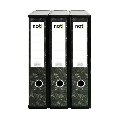 Image of Box File Lock Spring with Ring Pull and Catch, 70mm Spine, Foolscap Black &amp; White Pack of 3