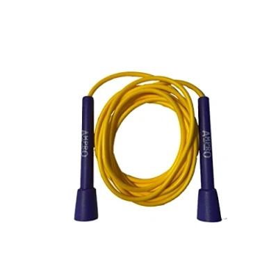Image of Ampro Zoom Adjustable Speed Skipping Rope 11ft Jump Skip Skill Training Exercise (Purple/Yellow)
