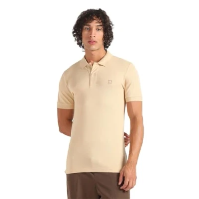 Image of Calvin Klein Jeans Men&#039;s CK Embro Badge Slim Polo J30J325269 S/S, Warm Sand, S