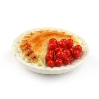 Image of MyTinyWorld Dolls House Miniature Open Generously Filled Cherry Pie