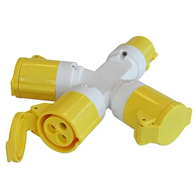 Image of Faithfull FPPSOCK3WAY 3 Way Splitter 110V 16A, Yellow