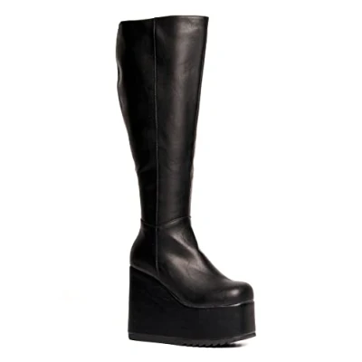 Image of LAMODA Women&#039;s Right hand Knee high boot, Black PU, 6 UK