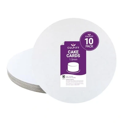 Image of Culpitt 12&quot; White Cake Cards PE Coated Board, Lightweight For Sponge Cakes, Desserts, Patisserie, 1.5mm Thick, Greaseproof 10 Pack
