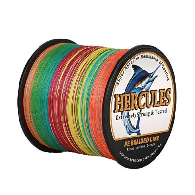 Image of Hercules Super Strong 500M 547 Yards Braided Fishing Line 80 LB Test for Saltwater Freshwater PE Braid Fish Lines 4 Strands Multicolor, 80LB (36.3KG), 0.48MM