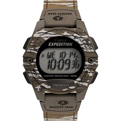 Image of Timex x Mossy Oak Men&#039;s Expedition Digital CAT 40mm Watch Original Bottomland Camo Fabric Strap