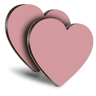 Image of Destination Vinyl ltd Great Coasters (Set of 2) Heart Dusty Rose Pink Colour Block Drink Glossy Coasters/Tabletop Protection for Any Table Type #44922