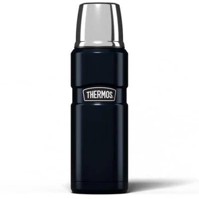 Image of Thermos Stainless King 470ml Multi Purpose Flask Original Style use as Travel Mug or Insulated Water Bottle for Daily Commute &amp; Weekend Adventures Midnight Blue, 5 Year Warranty