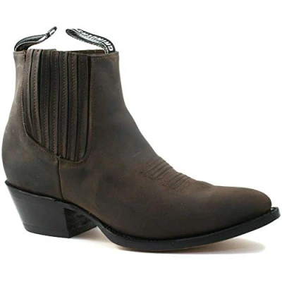 Image of Grinders Unisex Maverick Brown Leather Western Cowboy Dancing Ankle Boots 9
