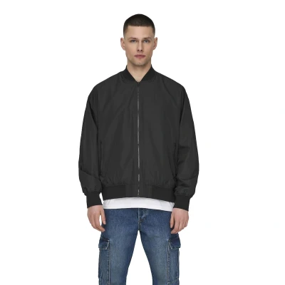 Image of Only &amp; Sons Mens Bomber Jacket Black Size X Large