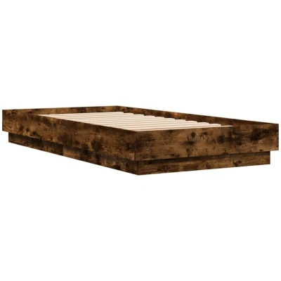 Image of vidaXL Bed Frame without Mattress with LED Lights Smoked Oak 75x190 cm Small Single
