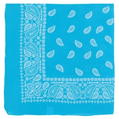 Image of Large Paisley Bandana Bikers Head SCARF in 3 Colours Soft Lightweight 25&quot; x (Turquoise)