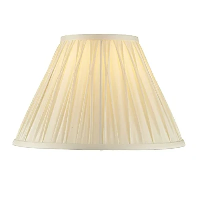 Image of Endon 94352 Chatsworth 12 Inch Modern Tapered Drum Light/Lamp Shade Ivory Silk Fabric Box Pleat Design Lamp Only