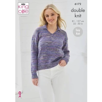 Image of King Cole Women’s Knitting Pattern Easy Double Knit Sweater and Tank Top (6172), 32 50 (81cm 127cm)