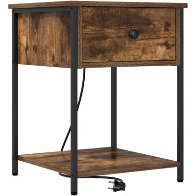 Image of vidaXL Bedside Cabinet Smoked oak 42 x 41 56 cm Engineered wood