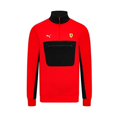 Image of PUMA Scuderia Ferrari Quarter Zip Pullover Jumper/Sweatshirt Mens Red Official Fanwear Merchandise (L)