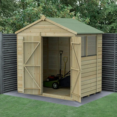 Image of 7&#039; x 5&#039; Forest Beckwood 25yr Guarantee Shiplap Pressure Treated Double Door Apex Wooden Shed (2.28m 1.53m)