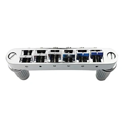 Image of Guyker Guitar Saddle Bridge Tune O Matic Bridges with Post Hole 6.3mm Replacement Compatible Gibson Les Paul LP SG EPI 6 String Electric BM003 (Chrome)