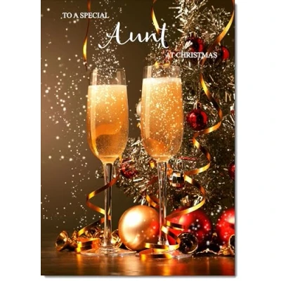 Image of doodlecards Aunt Christmas Card Champagne Medium Size for with Plain Envelope
