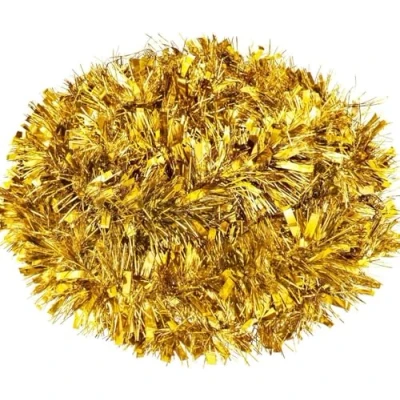 Image of SHATCHI 1.8m/6ft Gold Luxury Deluxe Chunky Christmas Tinsel Garland Xmas Tree Decorations, one