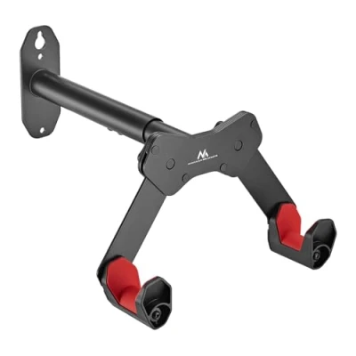 Image of Maclean MC 457 Bicycle Wall Mount Rack with 2 Hooks Horizontal Holder Max. Load 25kg, Adjustable Arm Distances 45
