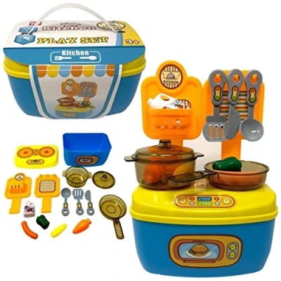 Image of 18pc Kitchen Toy Playset Includes Oven, Pans, Utensils and Food