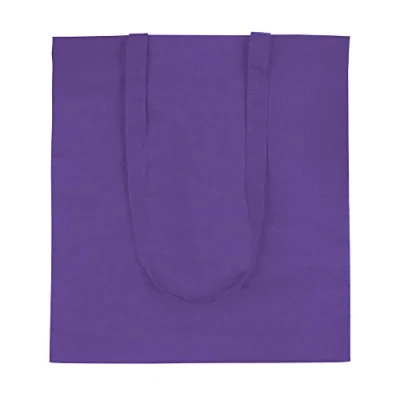 Image of eBuyGB Shopping Tote Shoulder Bag, 100% Cotton, Purple, 2.54 x cm