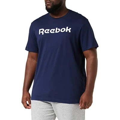 Image of Reebok Men&#039;s Graphic Series Linear Logo T Shirt, Vector Navy/White, S UK