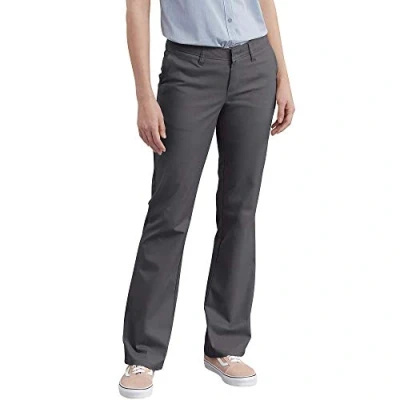 Image of Dickies Womens Slim Fit Bootcut Stretch Twill Pants, 6 x RG, Charcoal