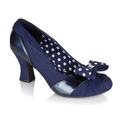 Image of Ruby Shoo Tatum Navy Court Shoe with Removable Spotty Bow UK 4