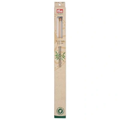 Image of Prym Single Pointed Knitting Pins Bamboo 33 cm 3.25 mm, Natural, One Size