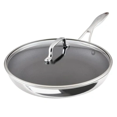 Image of Circulon C1 Series Clad Stainless Steel with ScratchDefense Technology Cookware Nonstick Induction Frying Pan/Skillet Lid, Metal Utensil Safe, 12.5 Inch Fry Pan Polished