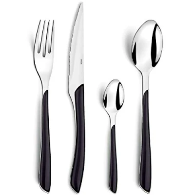 Image of Amefa ECLAT Stainless Steel 16 Piece Handle Cutlery Set, Set of 16, Black