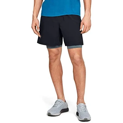 Image of Under Armour Men Launch Sw 2 in 1 Short Black/Pitch Gray/Reflective (002), Small