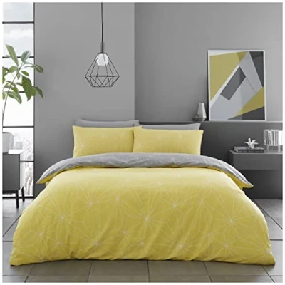 Image of GC GAVENO CAVAILIA 3Pcs Geometric King Size Duvet Cover, Reversible Pyramids Polka Dot Quilt Bedding Sets, Ochre
