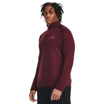 Image of Under Armour Mens Tech Half Zip Top Dark Maroon XXL